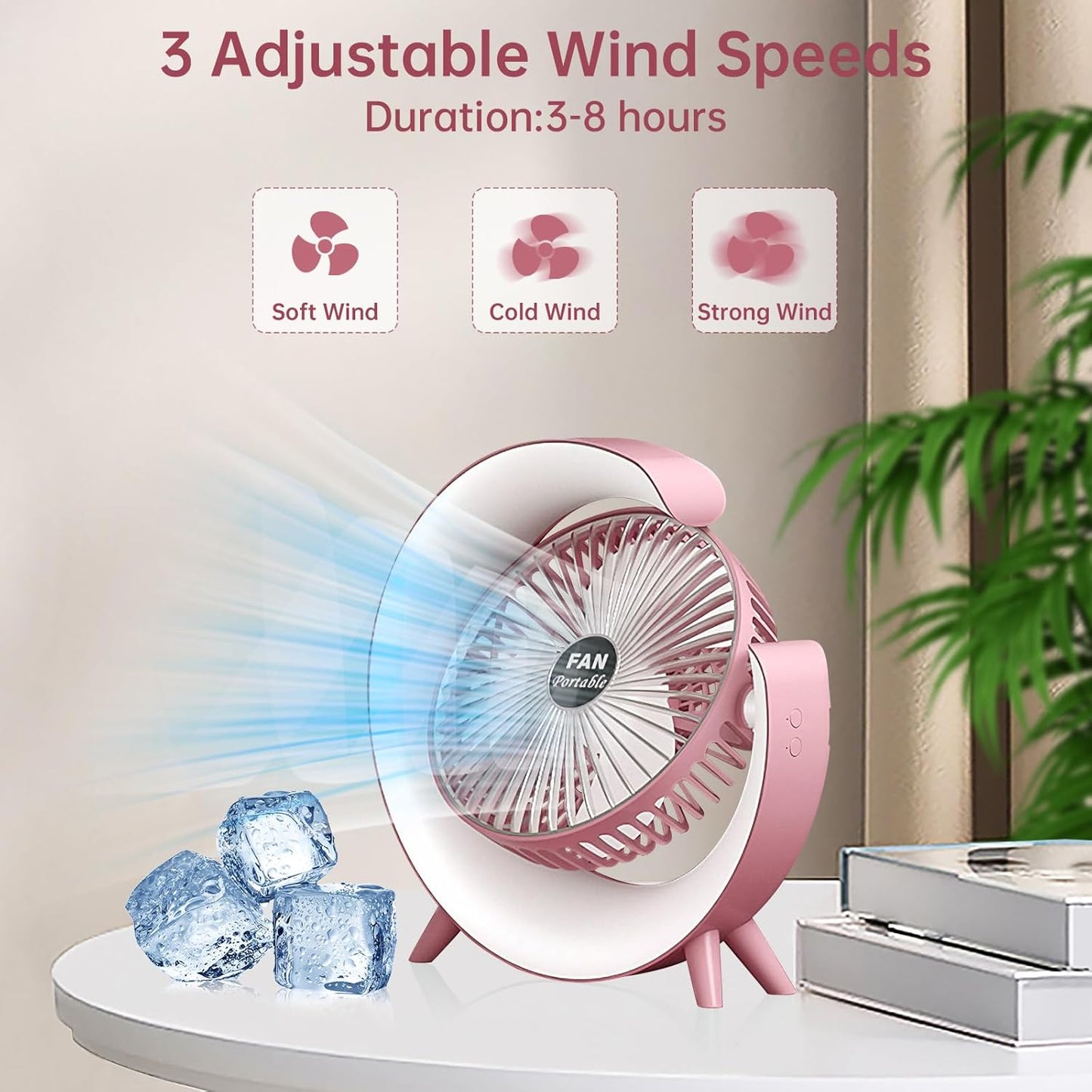 3 Adjustable wind speeds | 3-8 Hours 