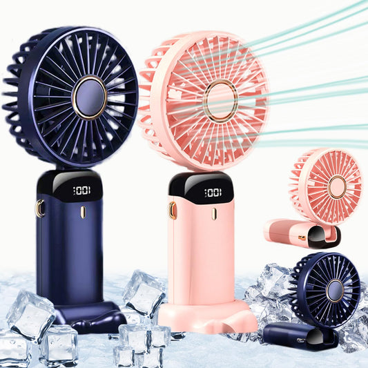 5-Speed Mini Hand Fan with LED Display in Two Colors