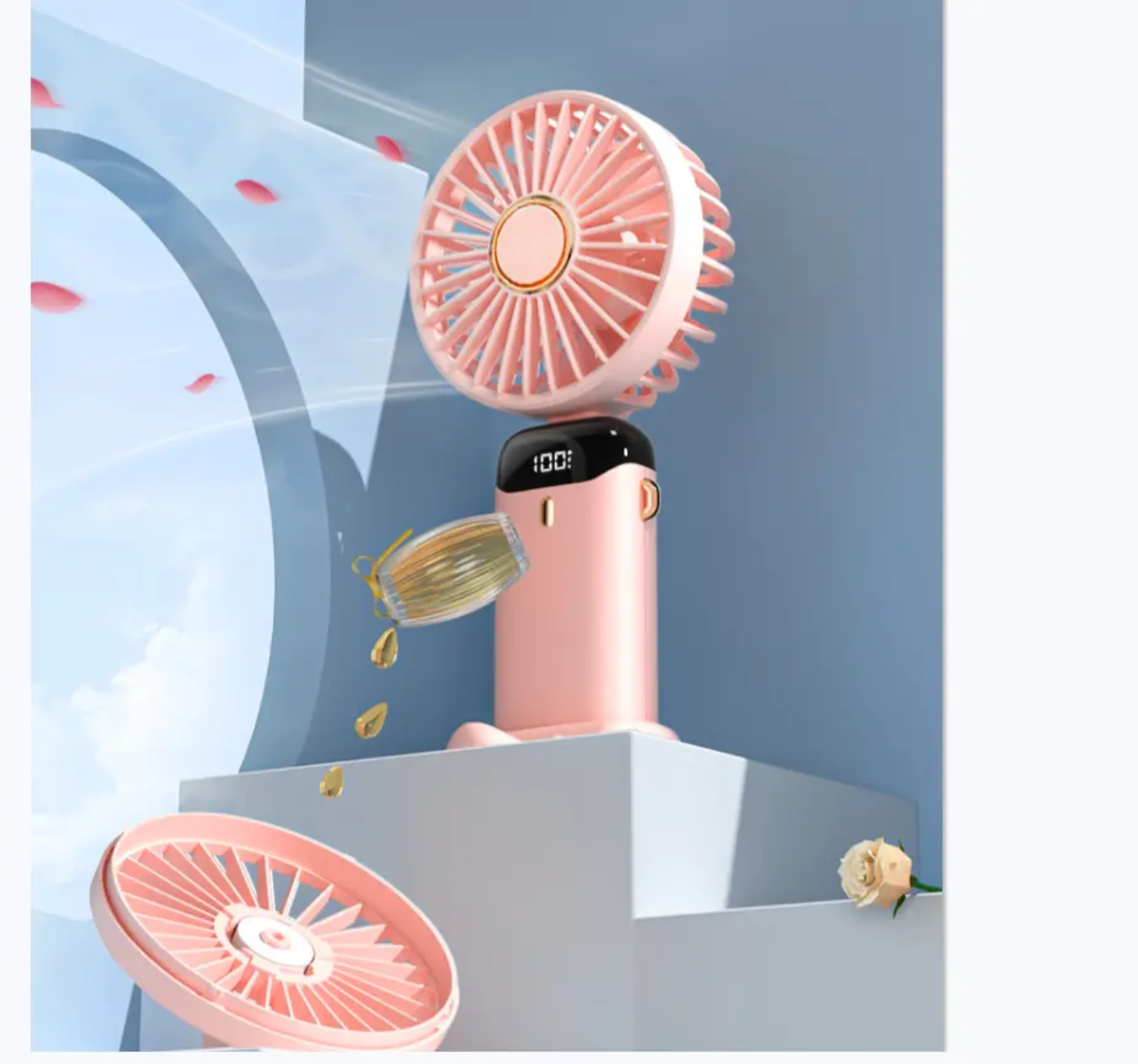 Cool Air From Hand Fan with LED Display