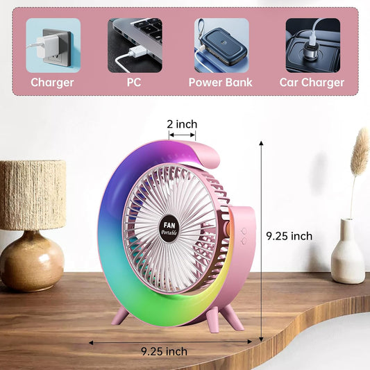 Crescent RGB Night Light Desk Fan