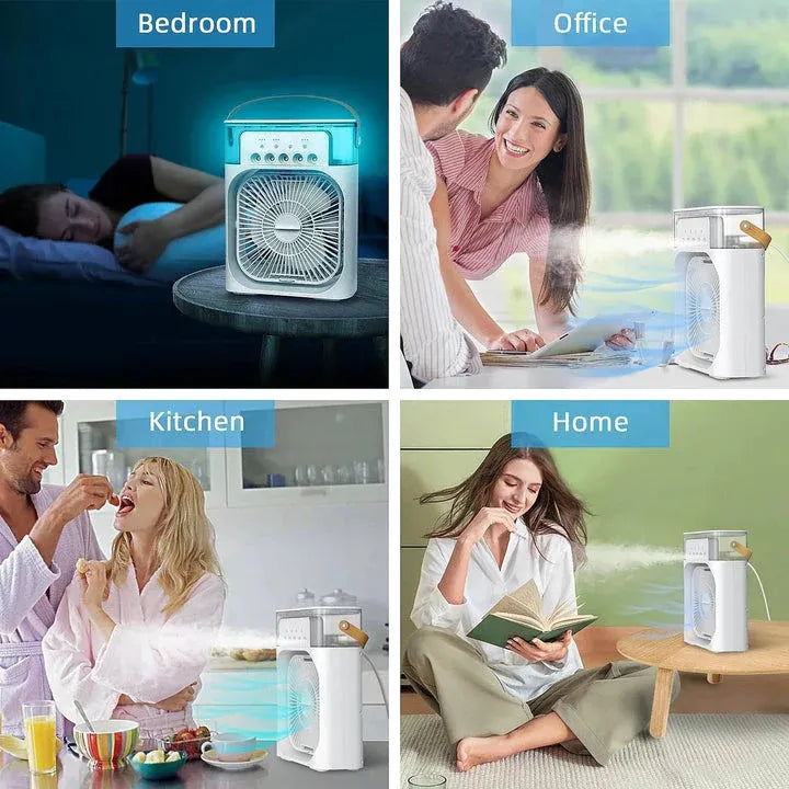 Portable design of fan, can be used anywhere like bedroom, office, kitchen and home.