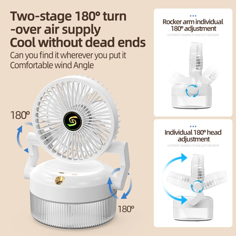 Rechargeable Desktop Misting Fan In White Color