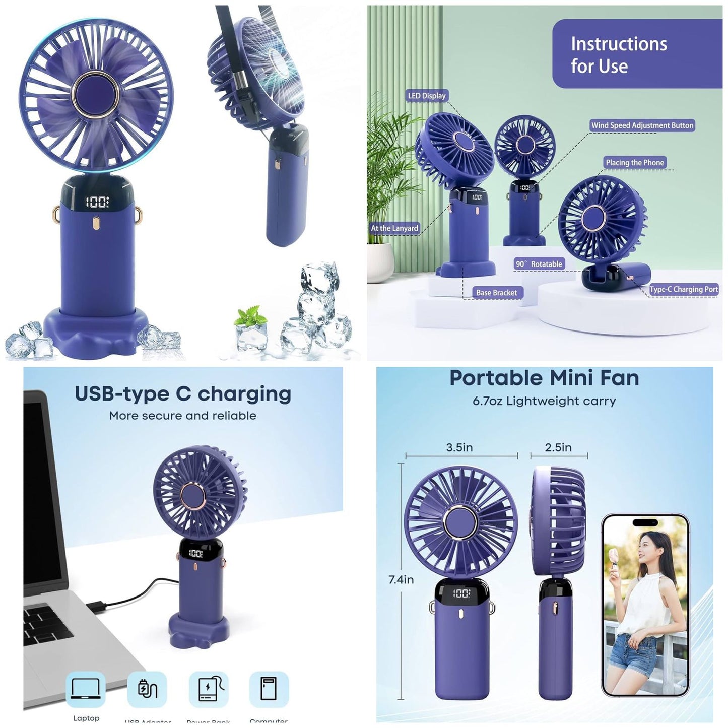 blue hand fan